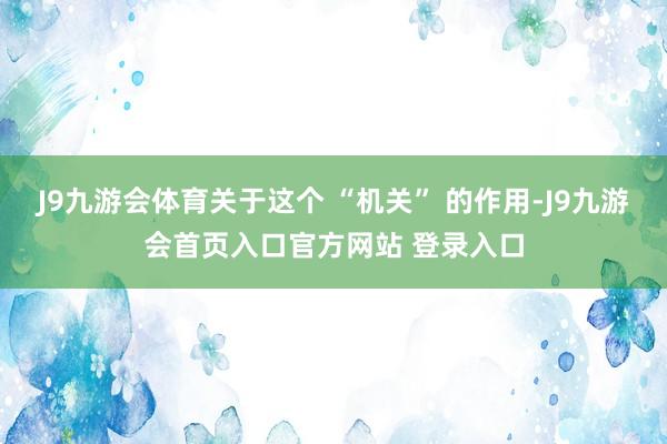 J9九游会体育关于这个 “机关” 的作用-J9九游会首页入口官方网站 登录入口
